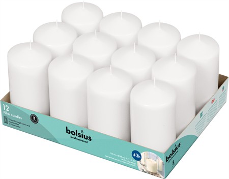 Bolsius Blockljus 7x13cm vit 1x12-p